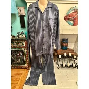 HANRO OF SWITZERLAND COTTON PINSTRIPED UNISEX PAJAMA SET M